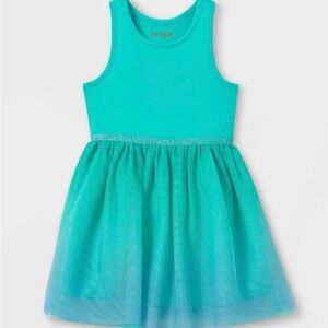 Girls' Ombre Tulle Tank Dress - Cat & Jack Teal/Turquoise 5T